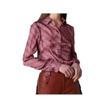 Camasa din satin cu model monogram -