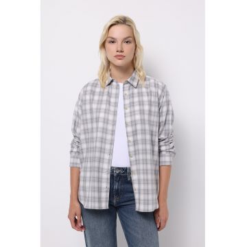 Camasa regular fit cu model in carouri - Alb/Gri deschis