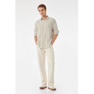 Camasa regular fit din bumbac cu model in dungi