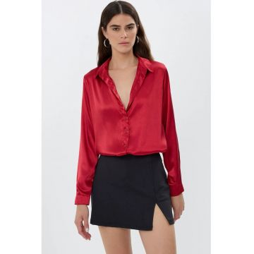 Camasa clasica dama -  satin - rosu