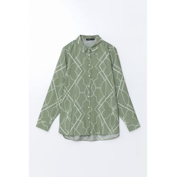 Camasa cu maneci lungi si model geometric