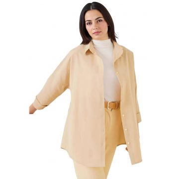 Camasa dama  poplin - croiala lejera - crem - bumbac si poliester