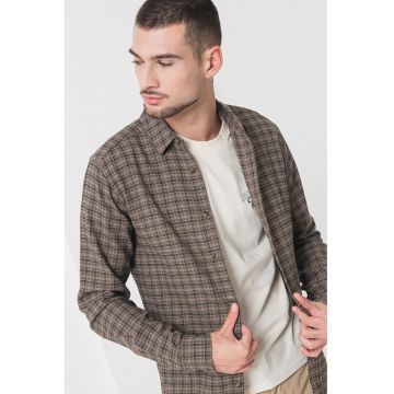 Camasa de bumbac cu maneci lungi si model in carouri Gudmund