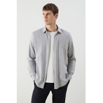 Camasa din amestec de bumbac cu model uni