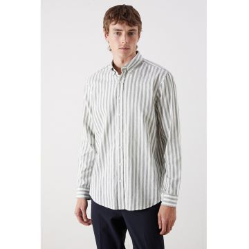 Camasa din bumbac cu maneci lungi si model in dungi