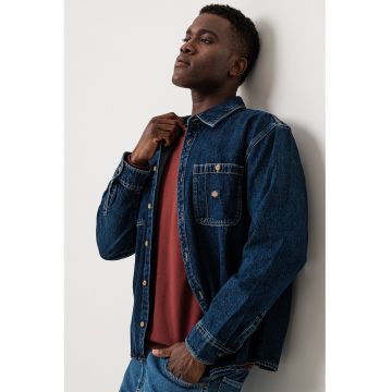 Camasa din denim cu buzunare pe piept