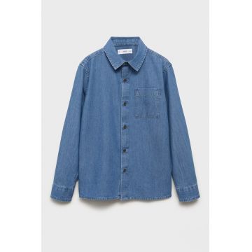 Camasa din material chambray cu maneci lungi