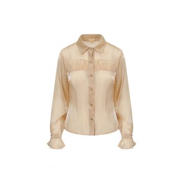 Camasa din organza cu aspect semitransparent si volane