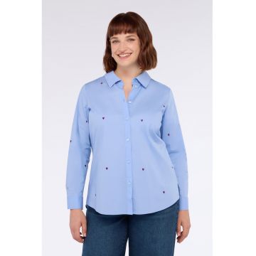 Camasa din poplin cu broderie cu inimi