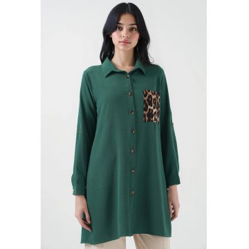 camasa imprimeu leopard - verde padure