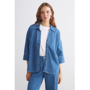 Camasa lejera din denim cu maneci 3/4