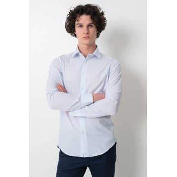 Camasa slim fit cu model cu microcarouri