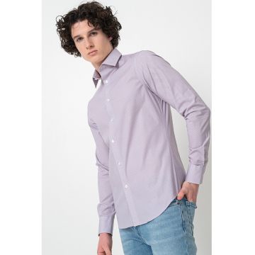 Camasa slim fit cu model microgeometric