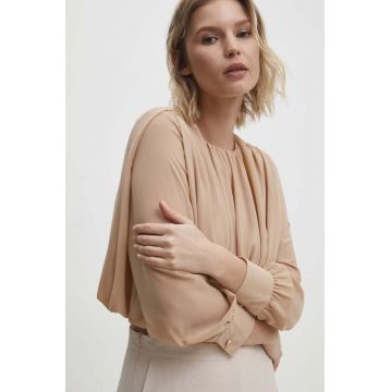 Answear Lab bluza femei, culoarea bej, neted