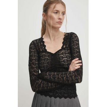 Answear Lab bluza femei, culoarea negru, neted