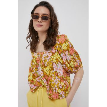 Billabong bluza femei, culoarea galben, in modele florale