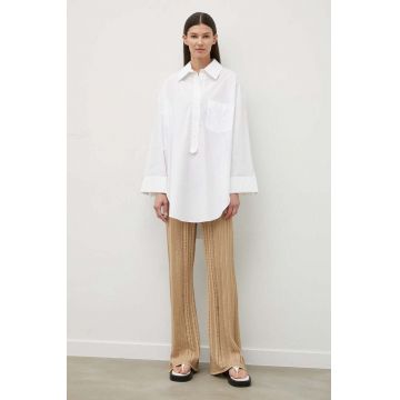 By Malene Birger bluza din bumbac femei, culoarea alb, neted