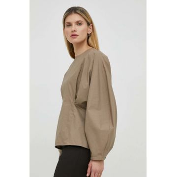 By Malene Birger bluza din bumbac Maias femei, culoarea bej, neted