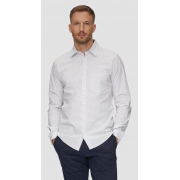Camasa barbati cu maneca lunga - imprimeu cu puncte si croiala Slim Fit