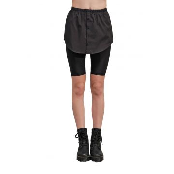 Camasa scurta  croiala relaxata - negru - bumbac-poliester