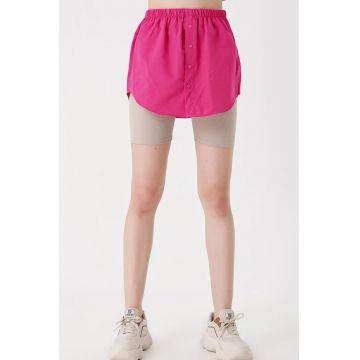 Camasa scurta  croiala relaxata - roz - bumbac si poliester -