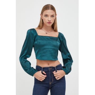 Hollister Co. bluza femei, culoarea verde, neted