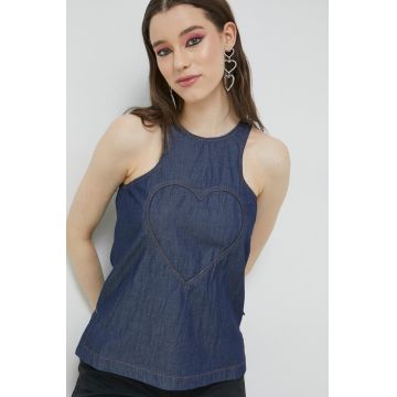 Love Moschino bluza din bumbac culoarea albastru marin