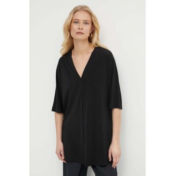 Max Mara Leisure bluza femei, culoarea negru, neted, 2416941068600