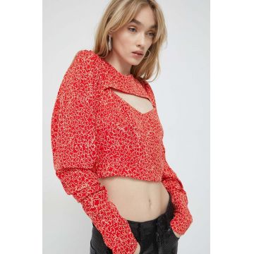 Rotate bluza femei, culoarea rosu, modelator