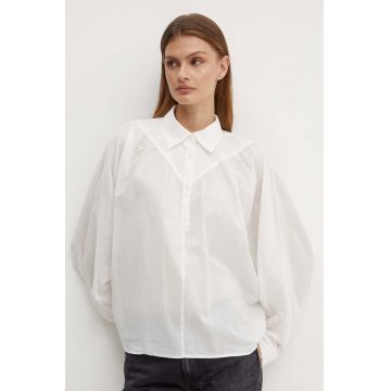 Sisley bluza din bumbac femei, culoarea bej, neted Sisley bluza din bumbac femei, culoarea bej, neted