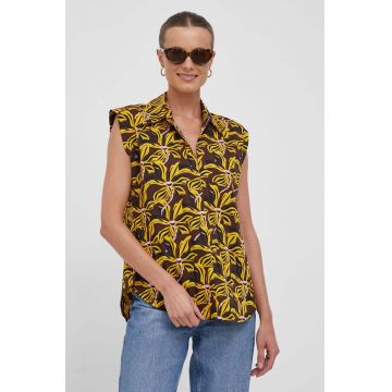 United Colors of Benetton bluza din bumbac femei, culoarea galben, modelator