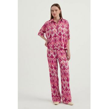 Camasa boho dama -  maneca scurta - satin - multicolor
