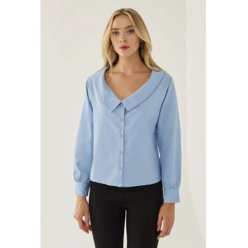 Camasa casual dama -  bumbac/poliester - albastru