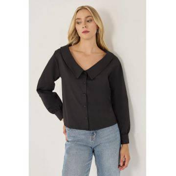Camasa casual dama -  bumbac/poliester - negru