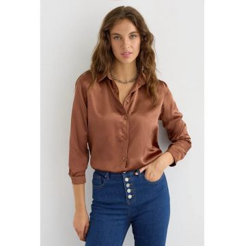 Camasa clasica dama -  satin - maro