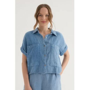 Camasa cu maneca scurta dama -  textil - albastru