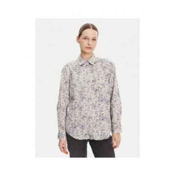 Camasa dama -  A7244-0051 - bumbac - model floral - alb/albastru