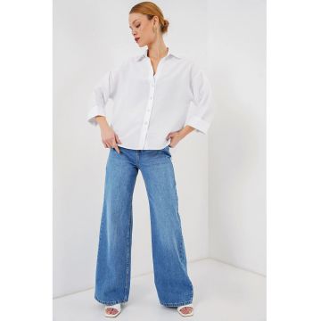 Camasa dama  BDART - cu nasturi - alb - viscoza-nylon