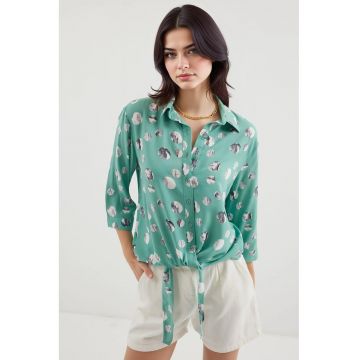 Camasa dama -  BDART - din viscoza - cu imprimeu - verde