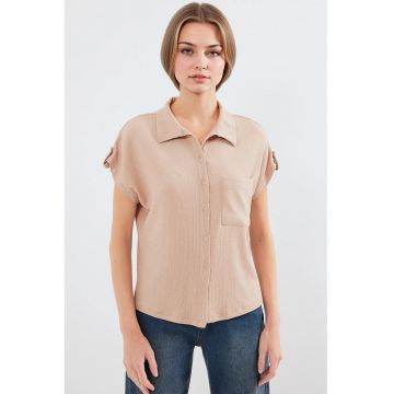 Camasa dama BDART - jerseu - maneca scurta - bej Camasa dama BDART - jerseu - maneca scurta - bej