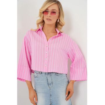 Camasa dama -  BDART - oversize - roz - viscoza-nylon
