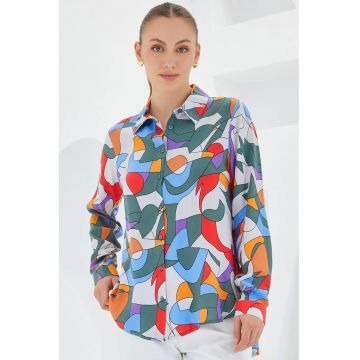 Camasa dama  BDART - viscoza - multicolor - cu maneci lungi