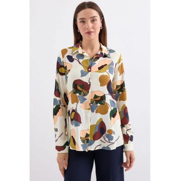 Camasa dama cu imprimeu  BDART - viscoza - multicolor - cu maneci lungi