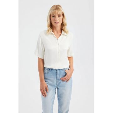 Camasa dama -  cu maneca scurta - textil - alb