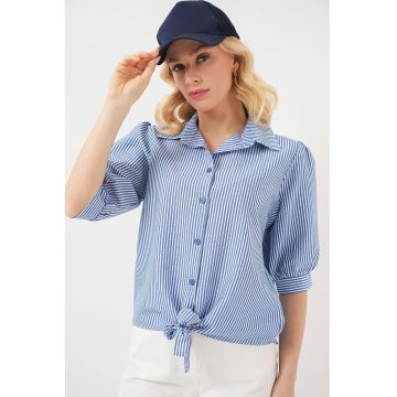 Camasa dama  din poplin bleumarin