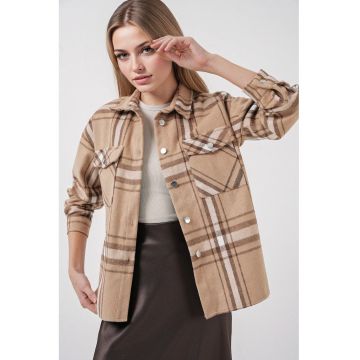 Camasa dama  in carouri - cu nasturi si buzunar - textil