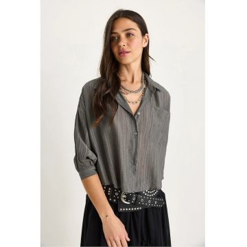 Camasa dama  LUCCI - dungi texturate - gri - viscoza si nylon