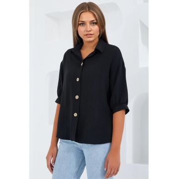 Camasa dama supradimensionata  negru - poliester si lycra