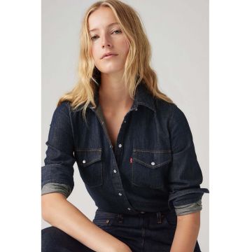 Camasa de denim cu buzunare pe piept
