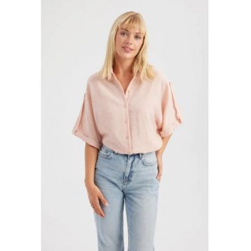 Camasa lejera dama  textil - maneca scurta - roz